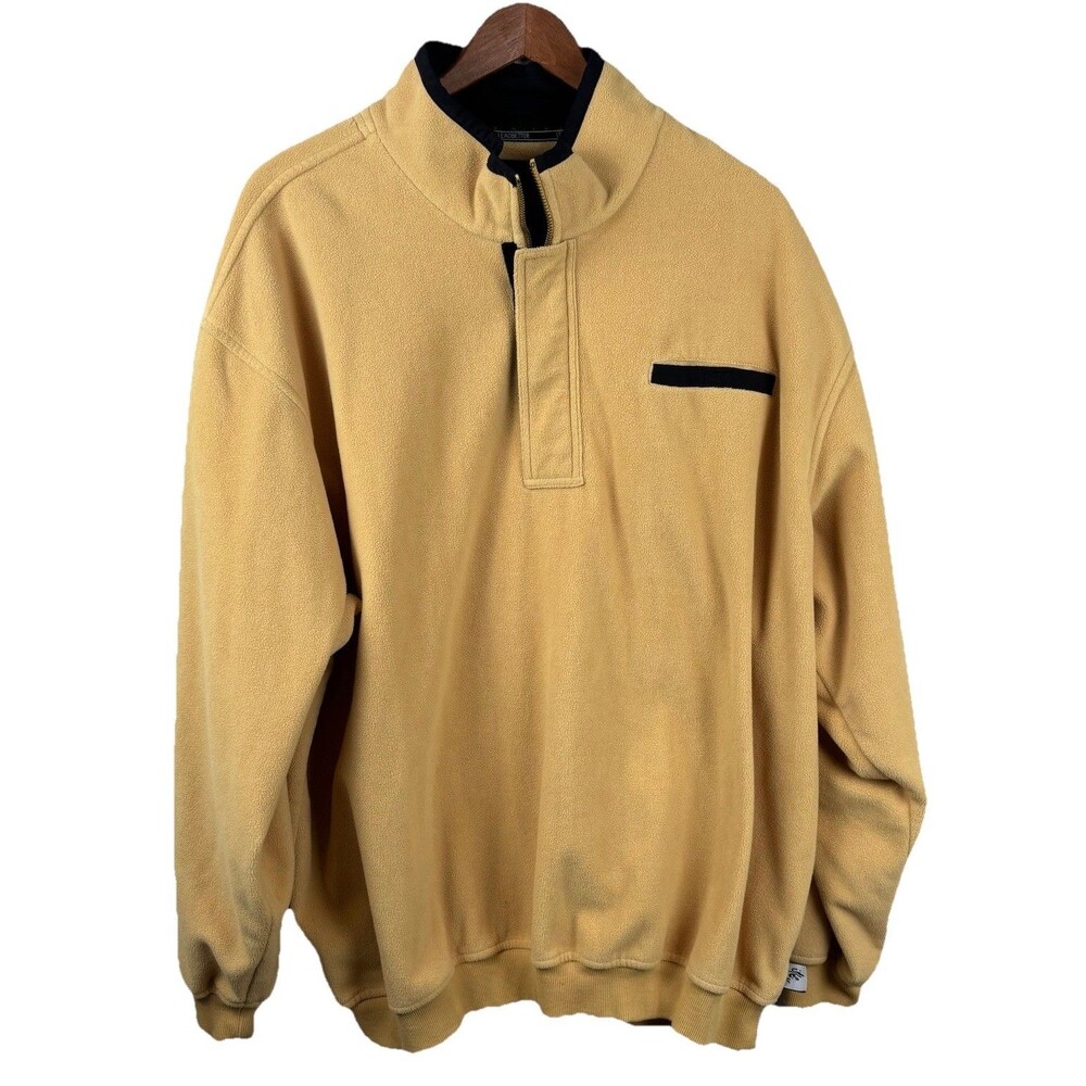 Jos A Bank Leadbetter Golf Fleece Pullover Sweater 1/4 Zip L/S Men’s XL Yellow